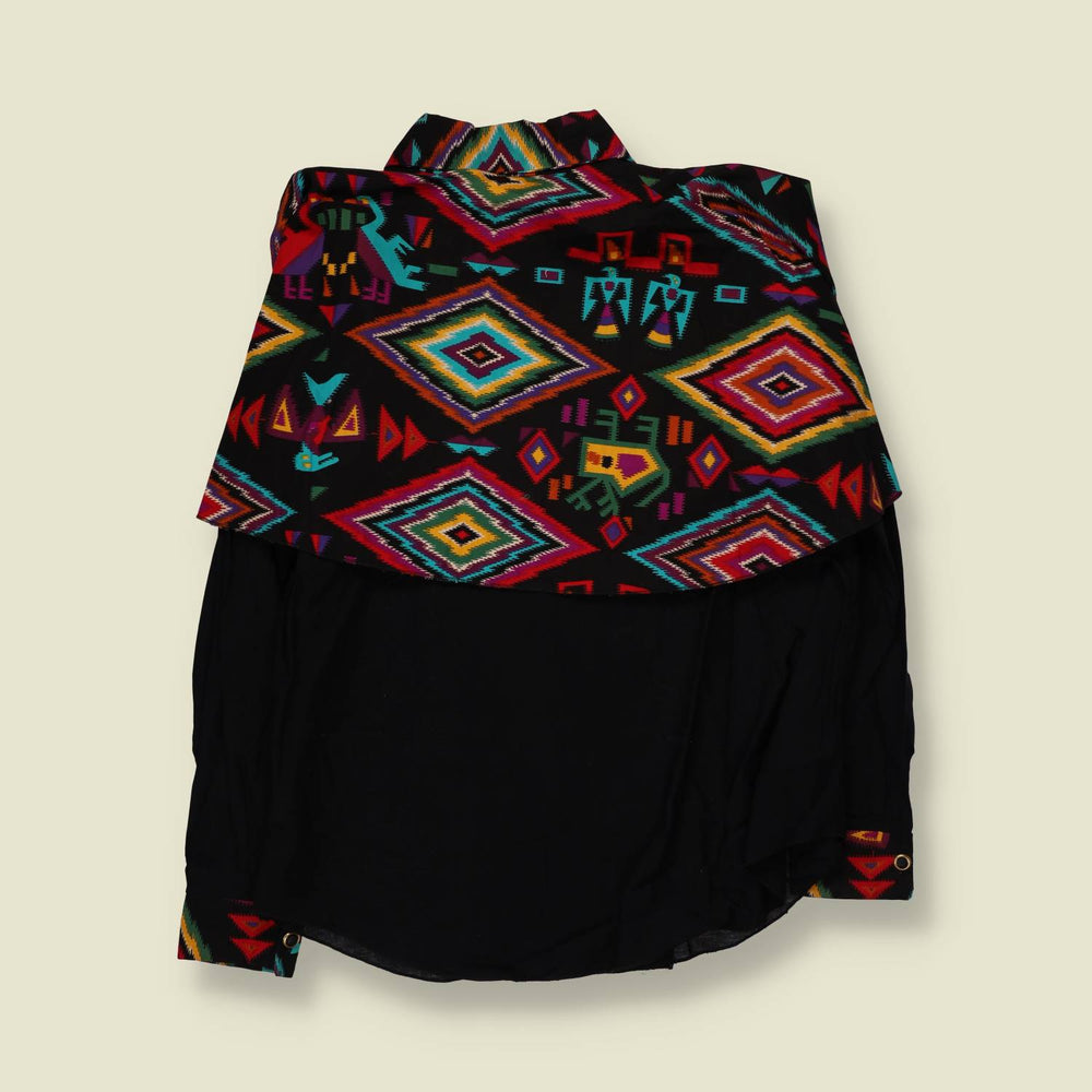 1980s | Southwestern Print Blouse | Black Multi - 16