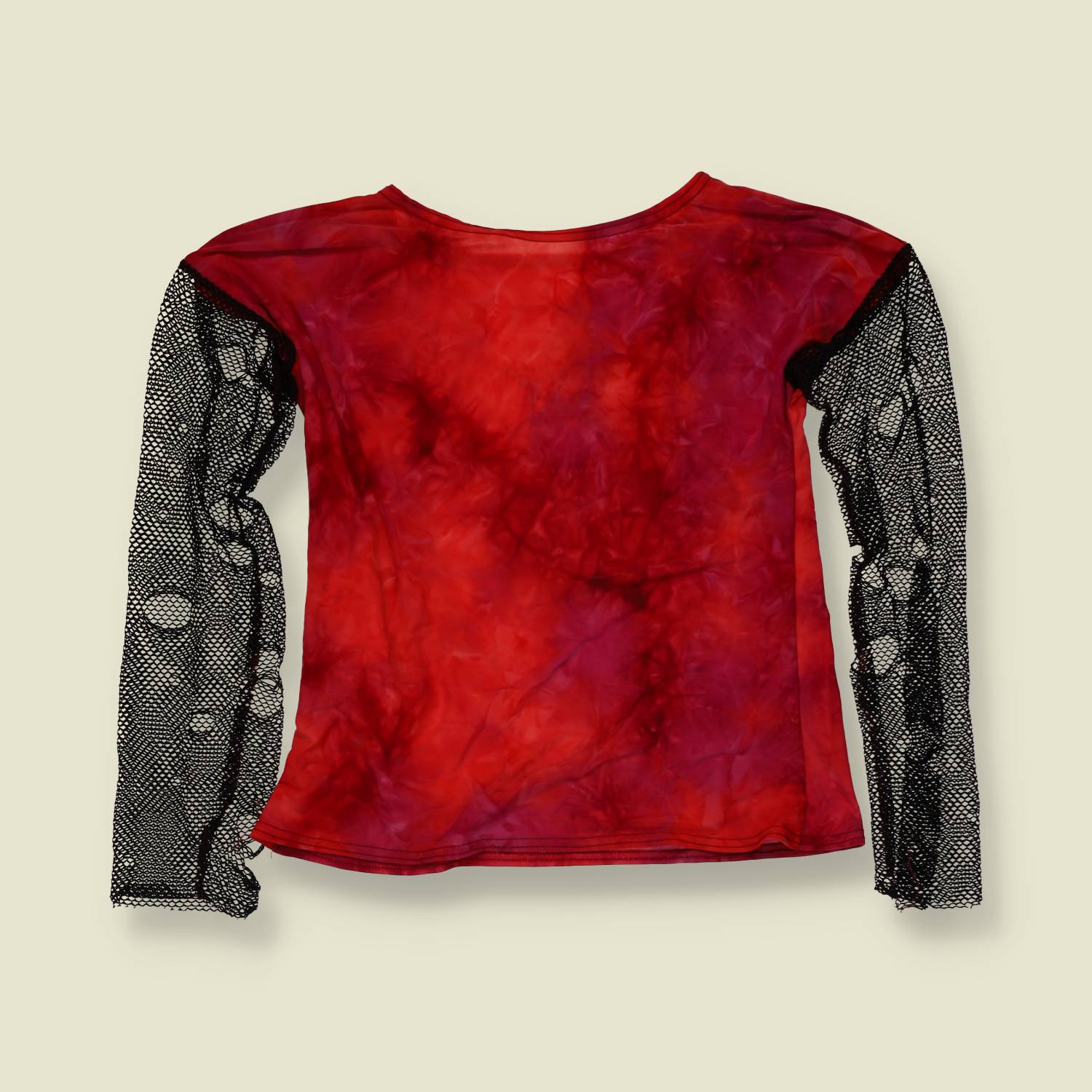 Y2K | Tie-Dye Mesh Sleeve Top | Red - 8