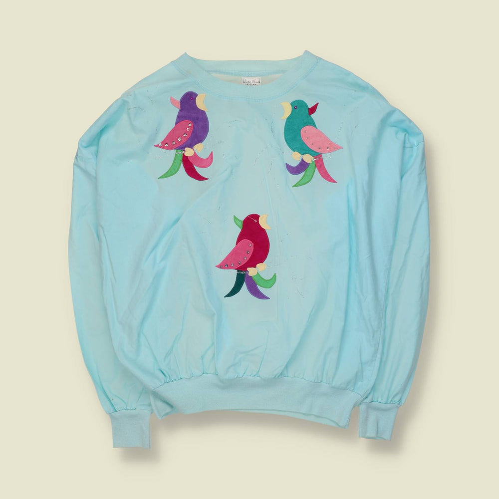 1980s | Dottie Smith Original | Applique Bird Sweatshirt | Blue - 18