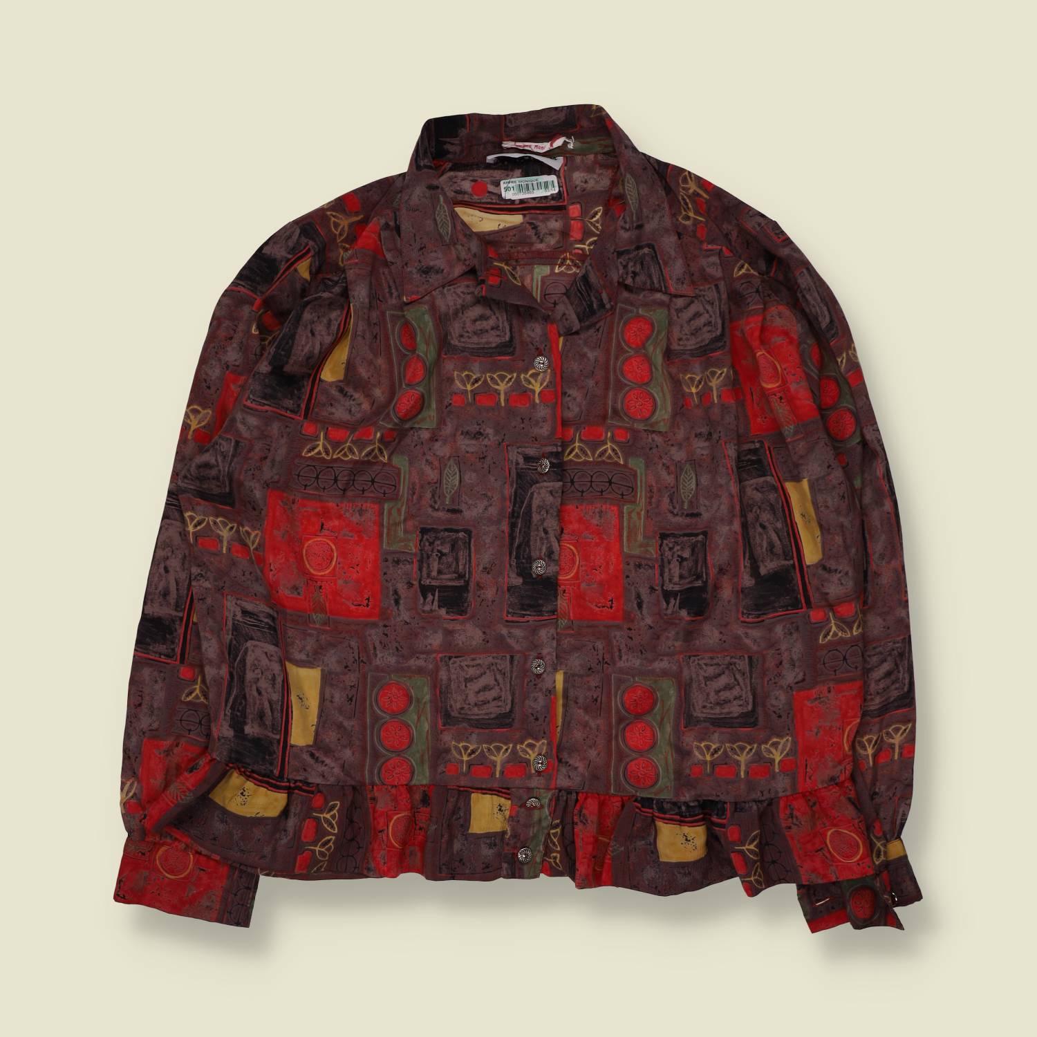 1980s | Abstract Print Blouse | Brown Multi - 16