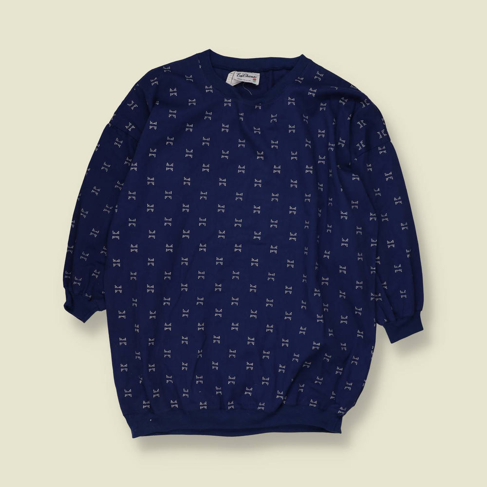 1980s | EnChante | Novelty Print Sweatshirt | Navy - 20