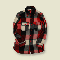 1970s | Woolrich Wool Buffalo Check Shirt Jacket | Red/Black/Cream - S/M