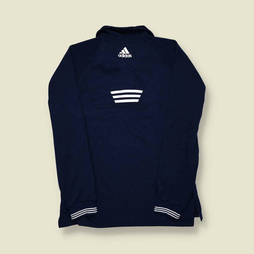 Early 2000s | Adidas 3-Stripe Quarter-Zip Fleece – Navy/White - L