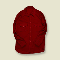 1940s | Red Wool Work Shirt – Fish-Eye Buttons - S