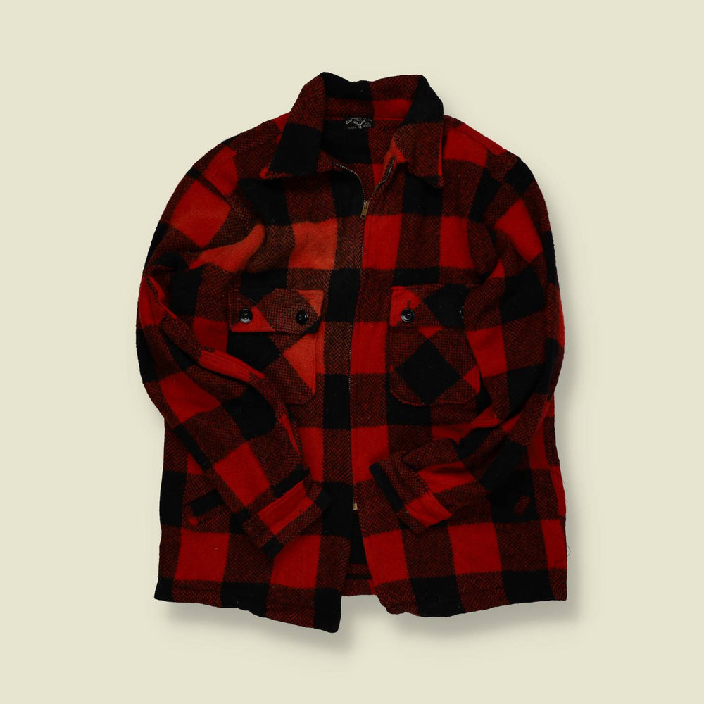 1950s | Winter King Wool Buffalo Plaid Jacket – Red/Black - S