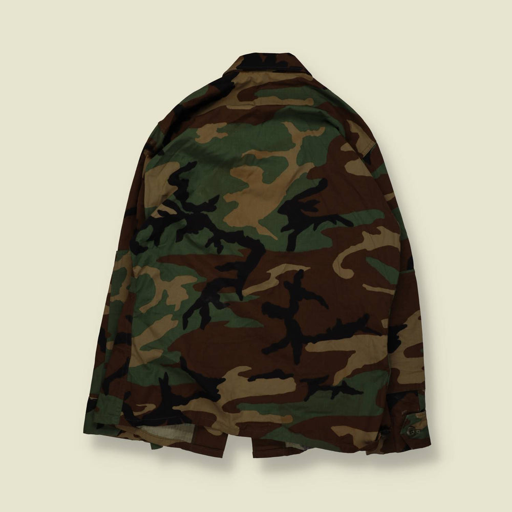 1980s–1990s | U.S. Marines | Woodland Camouflage BDU Field Shirt – S