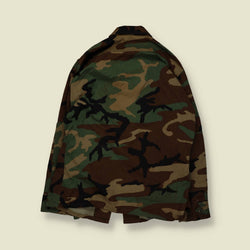 1980s–1990s | U.S. Marines | Woodland Camouflage BDU Field Shirt – S