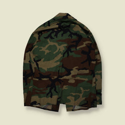 1980s–1990s | U.S. Army |  Woodland Camouflage BDU Field Shirt – L