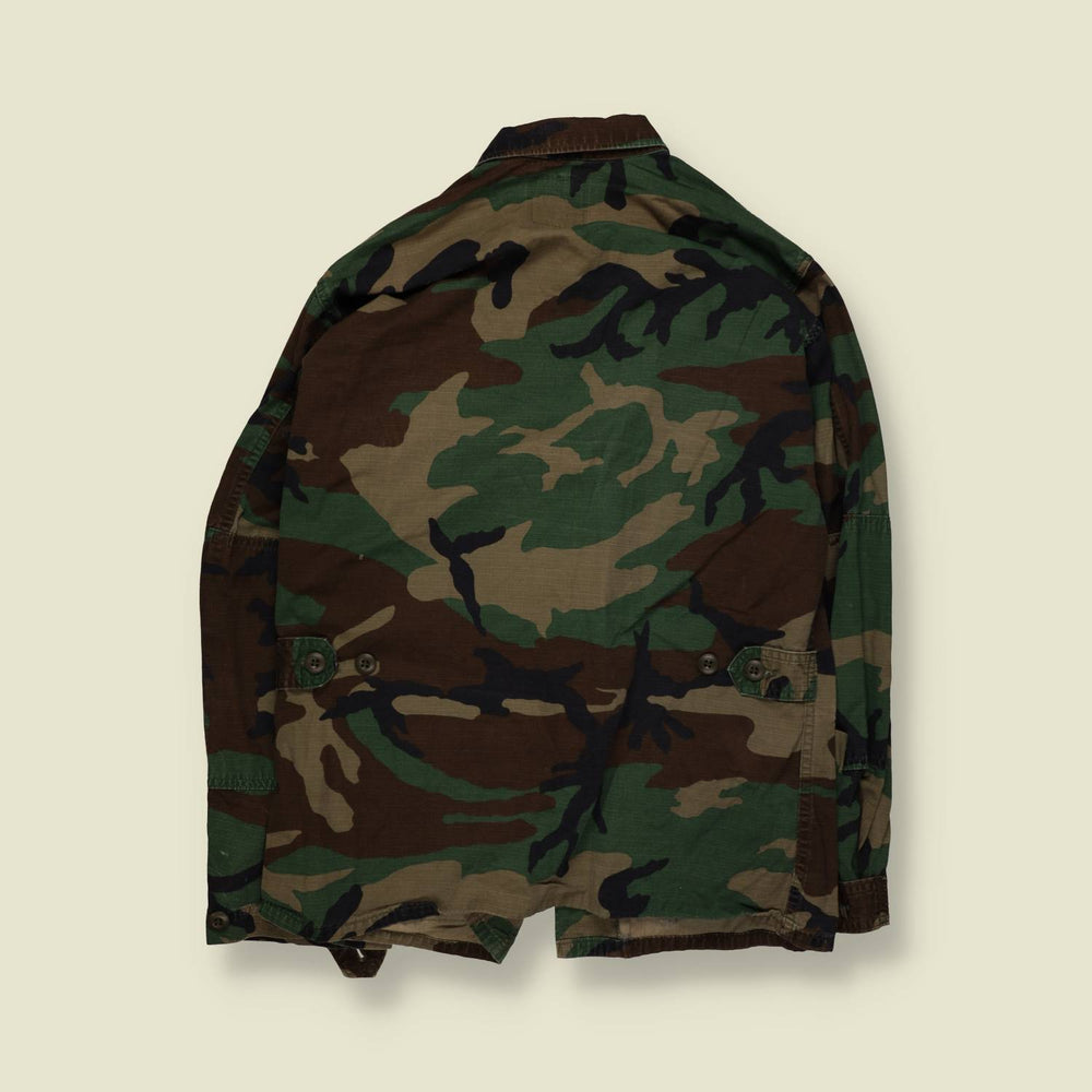 1980s–1990s | U.S. Army |  Woodland Camouflage BDU Field Shirt – S