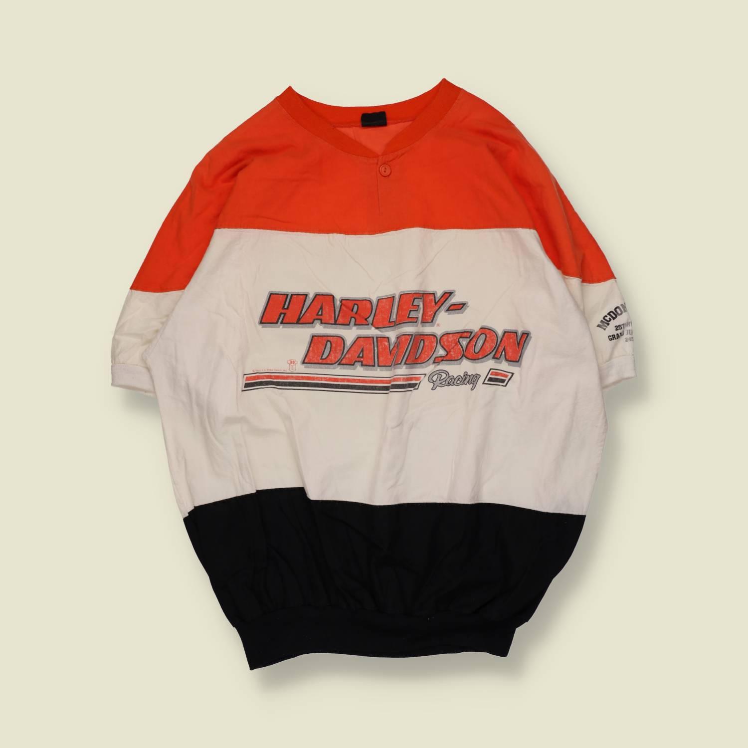 1988 | Harley-Davidson | Racing Colourblock T-Shirt | Red / White / Black – XXXL