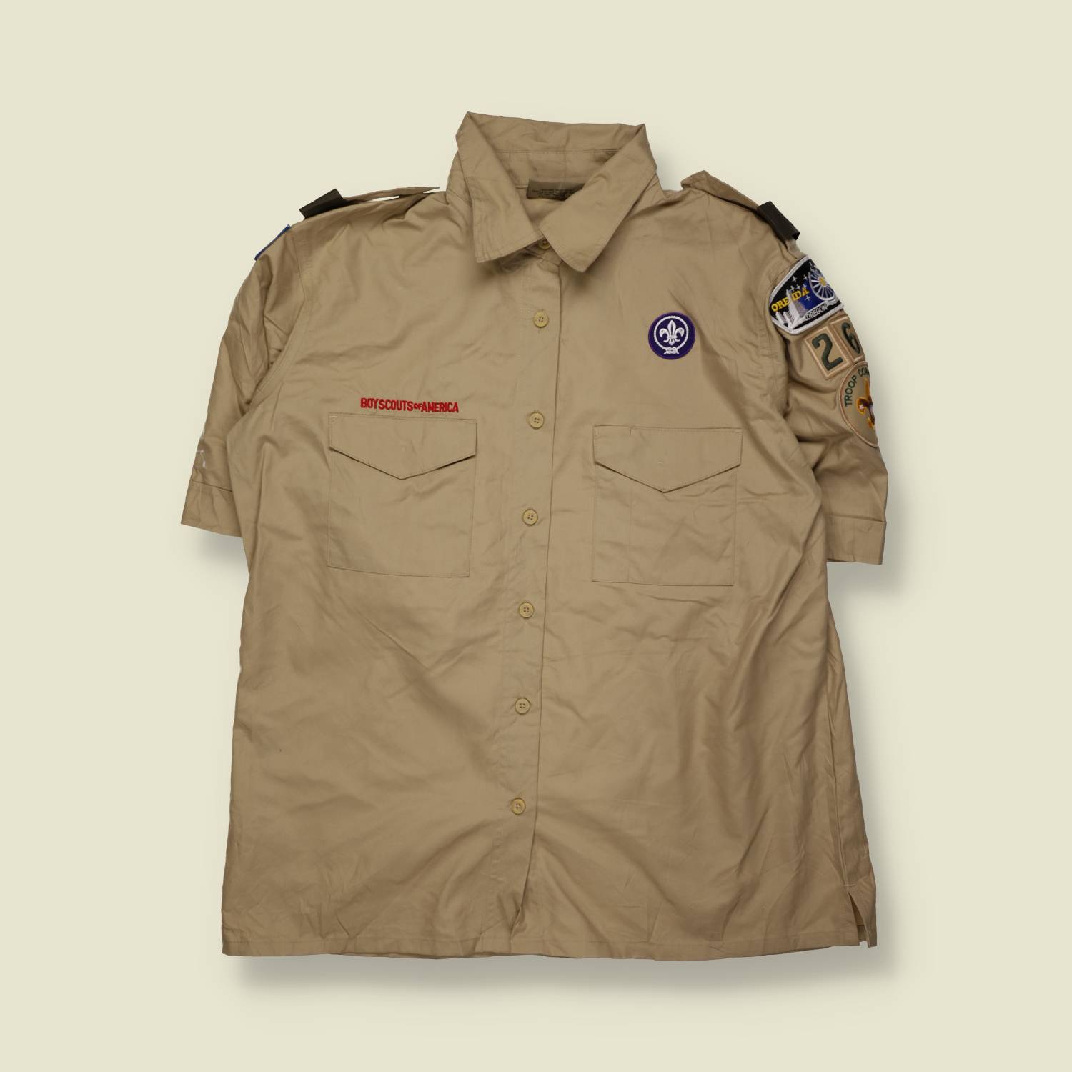 1990s–2000s | Boy Scouts Of America | Short Sleeve Uniform Shirt | Khaki – XL