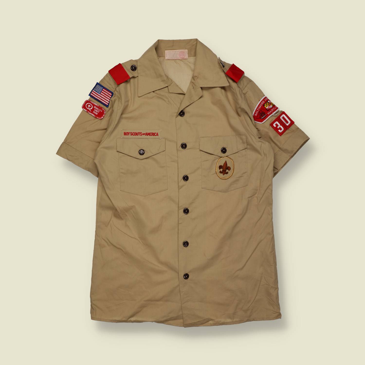 1990s | Boy Scouts Of America | Short Sleeve Uniform Shirt | Khaki – S