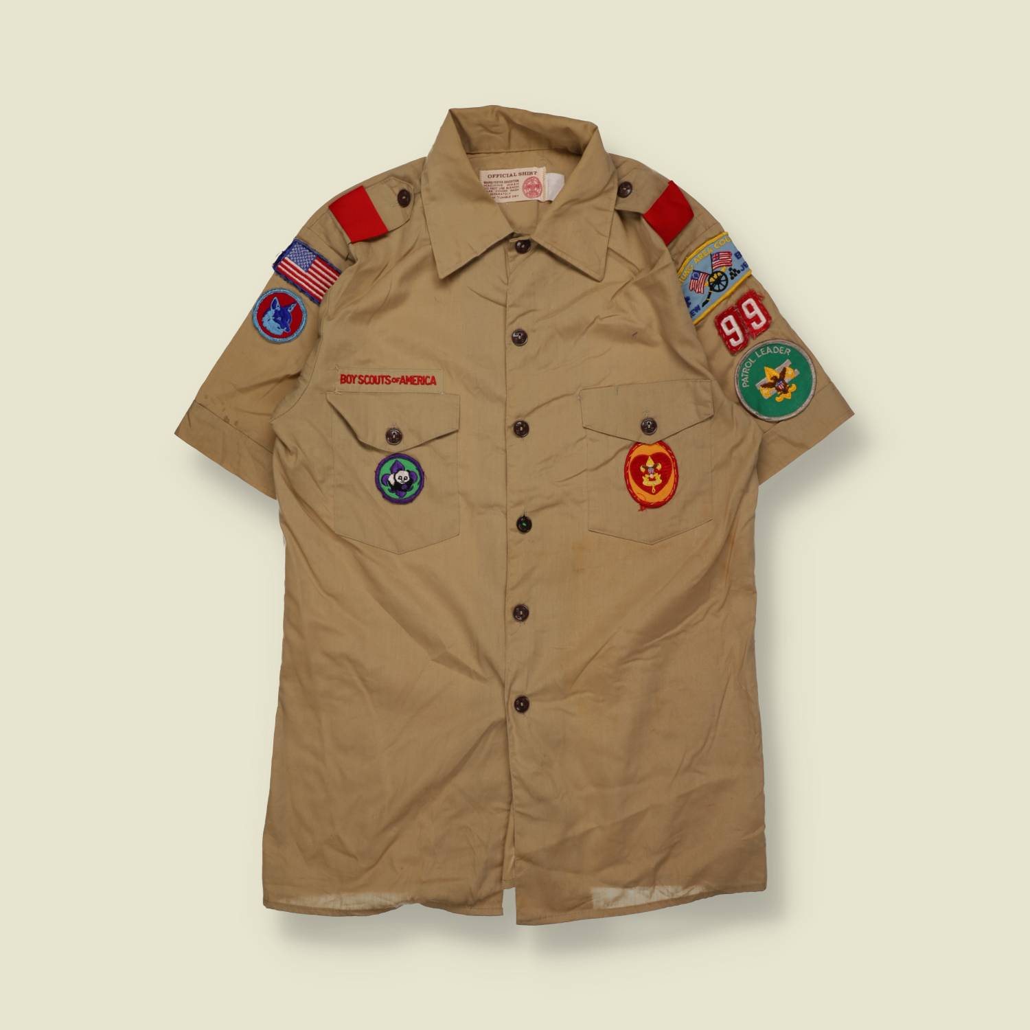 1980s–1990s | Boy Scouts Of America | Short Sleeve Uniform Shirt | Khaki – S