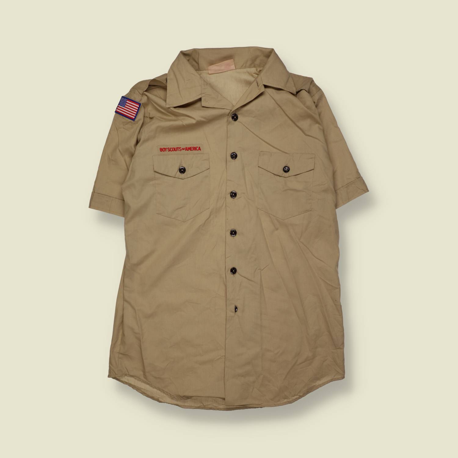 1990s | Boy Scouts Of America | Short Sleeve Uniform Shirt | Khaki – L