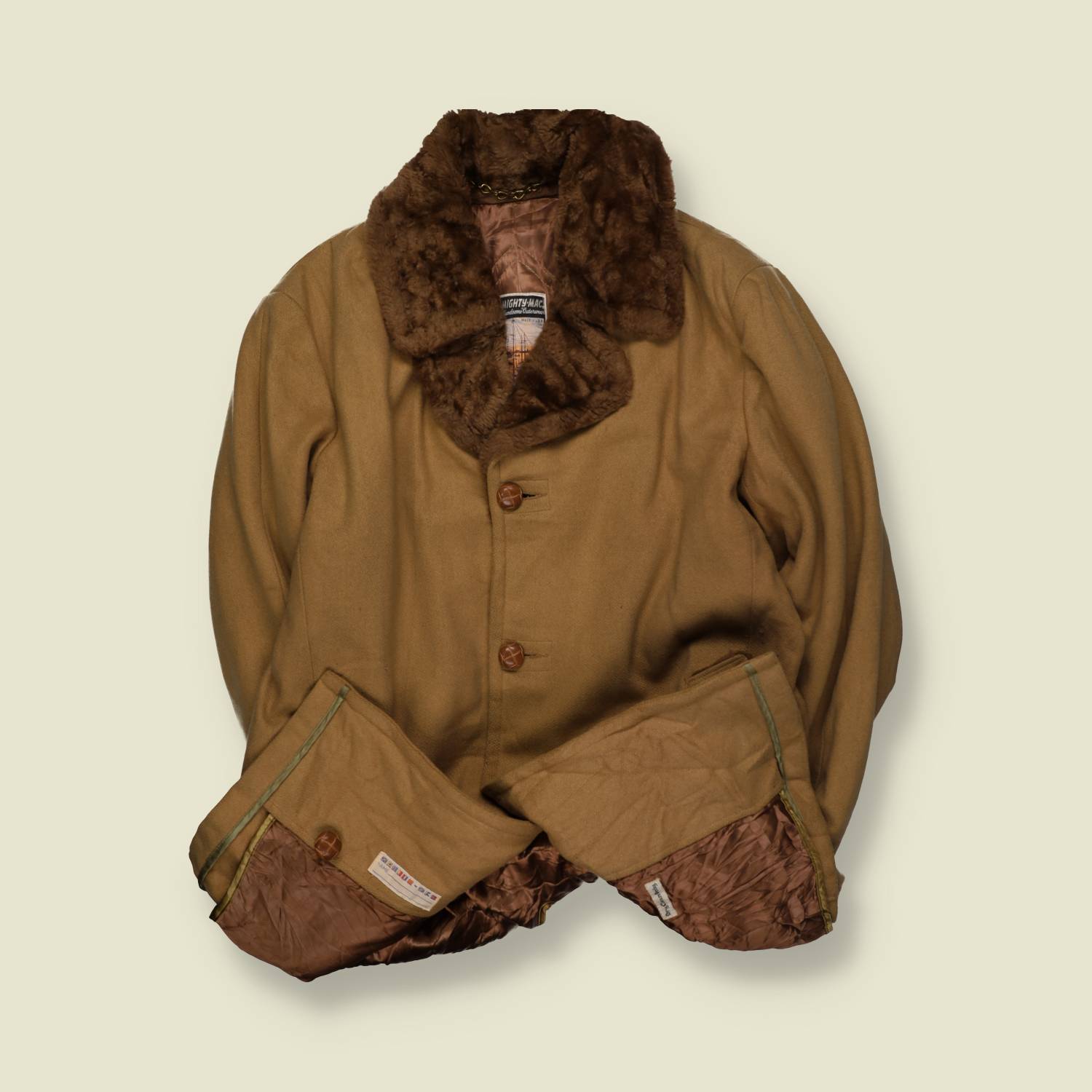 1970s | Mighty-Mac | Made In USA | Lined Coat | Camel – L
