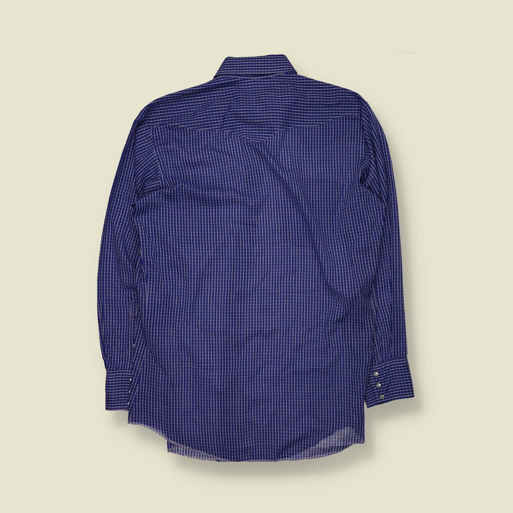 1970s | Panhandle Slim | Western Shirt | Blue Check – M
