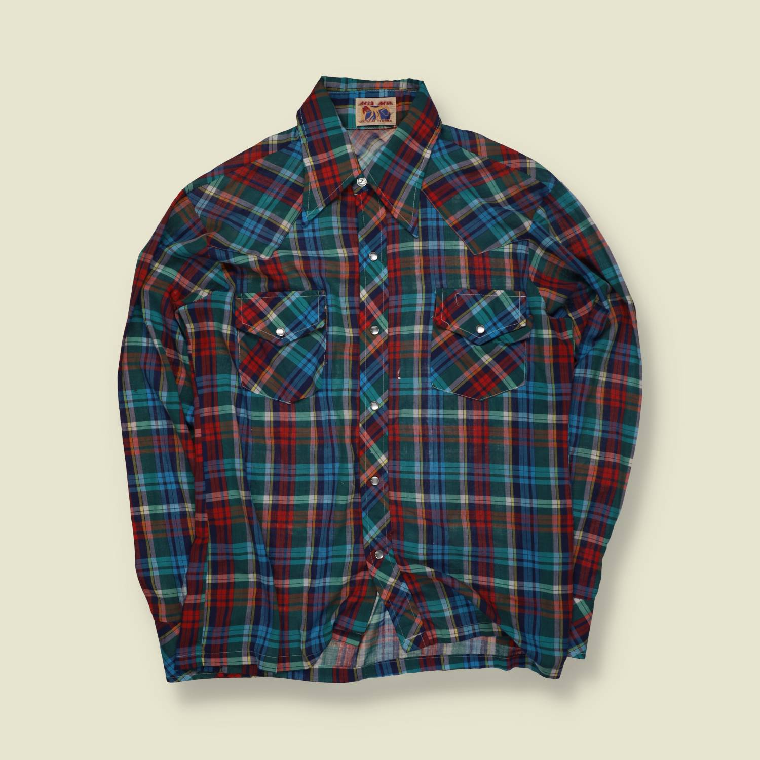 1970s | Mad Man | Western Shirt | Tartan Plaid – L