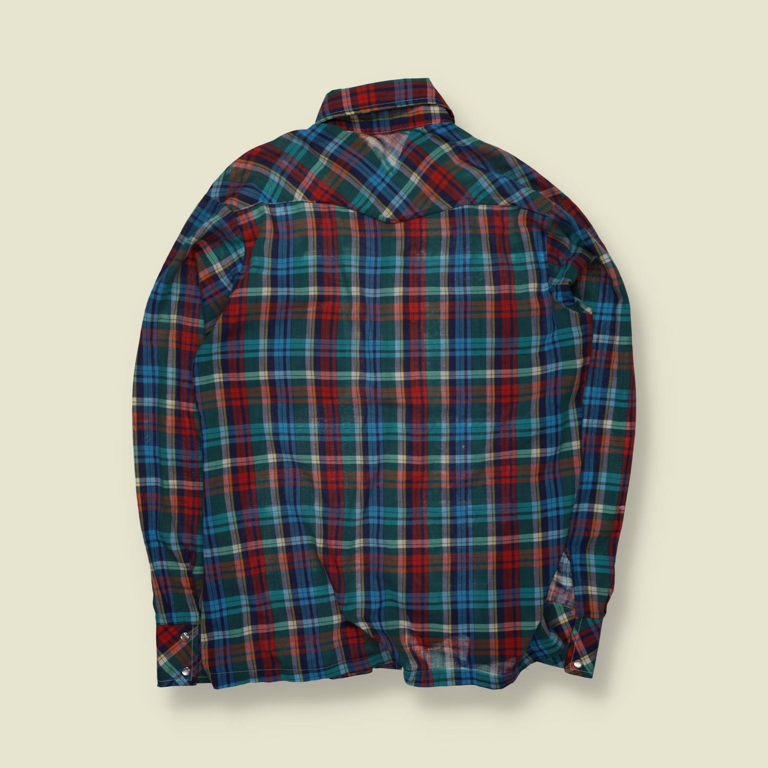 1970s | Mad Man | Western Shirt | Tartan Plaid – L