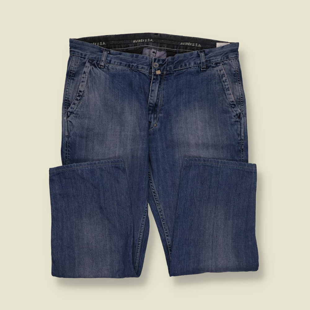 1990s | Avirex | Straight Leg Jeans | Mid Blue – w36