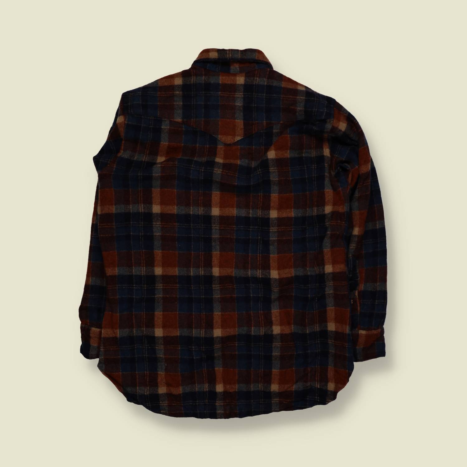 1970s | Pendleton | Western Shirt | Brown Navy Plaid | Made In USA - L