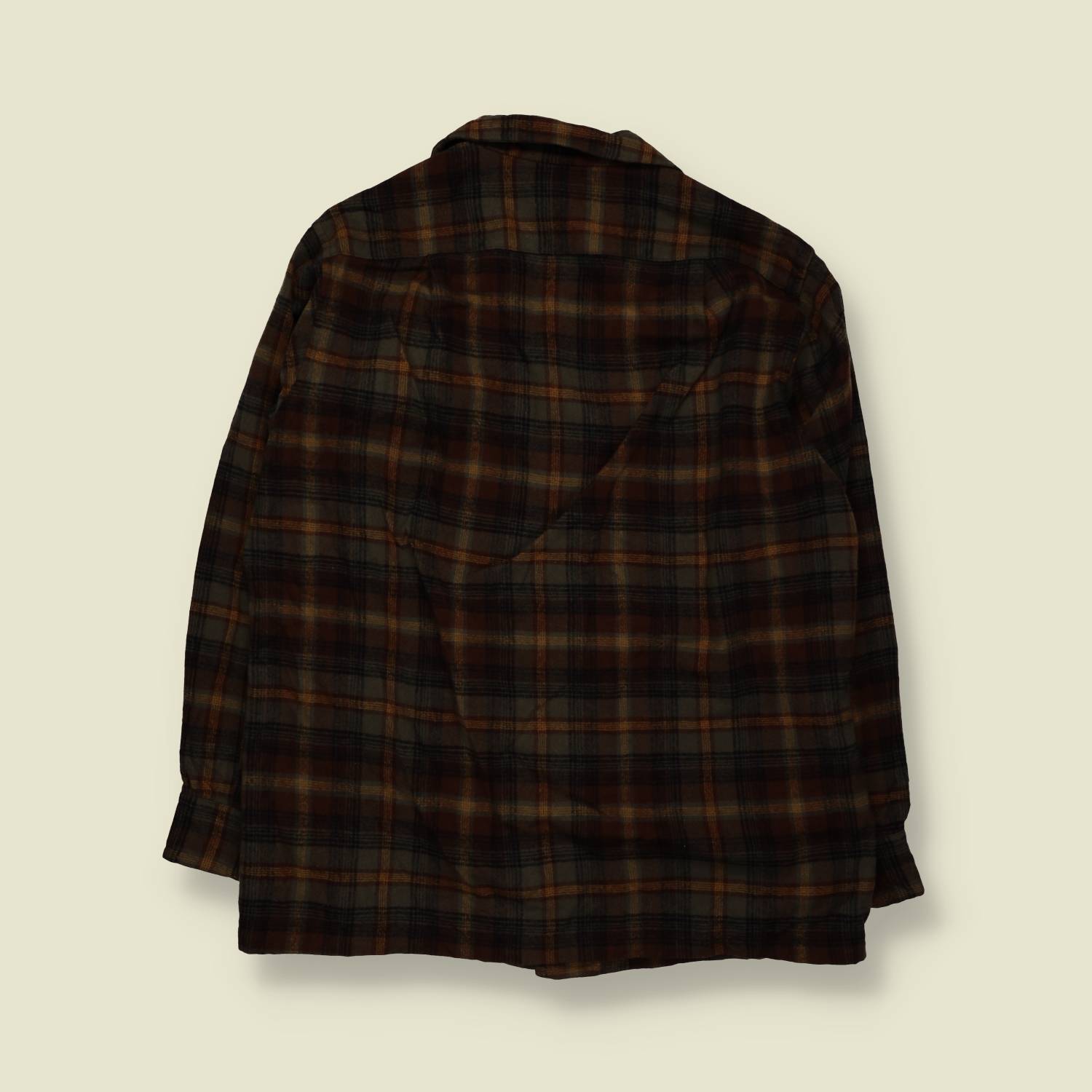 1970s | Pendleton | Board Shirt | Brown Green Plaid | Made In USA – L