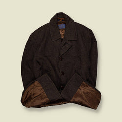1970s–1980s | Pendleton | Made In USA | Single-Breasted Coat | Dark Brown Mix – XXL