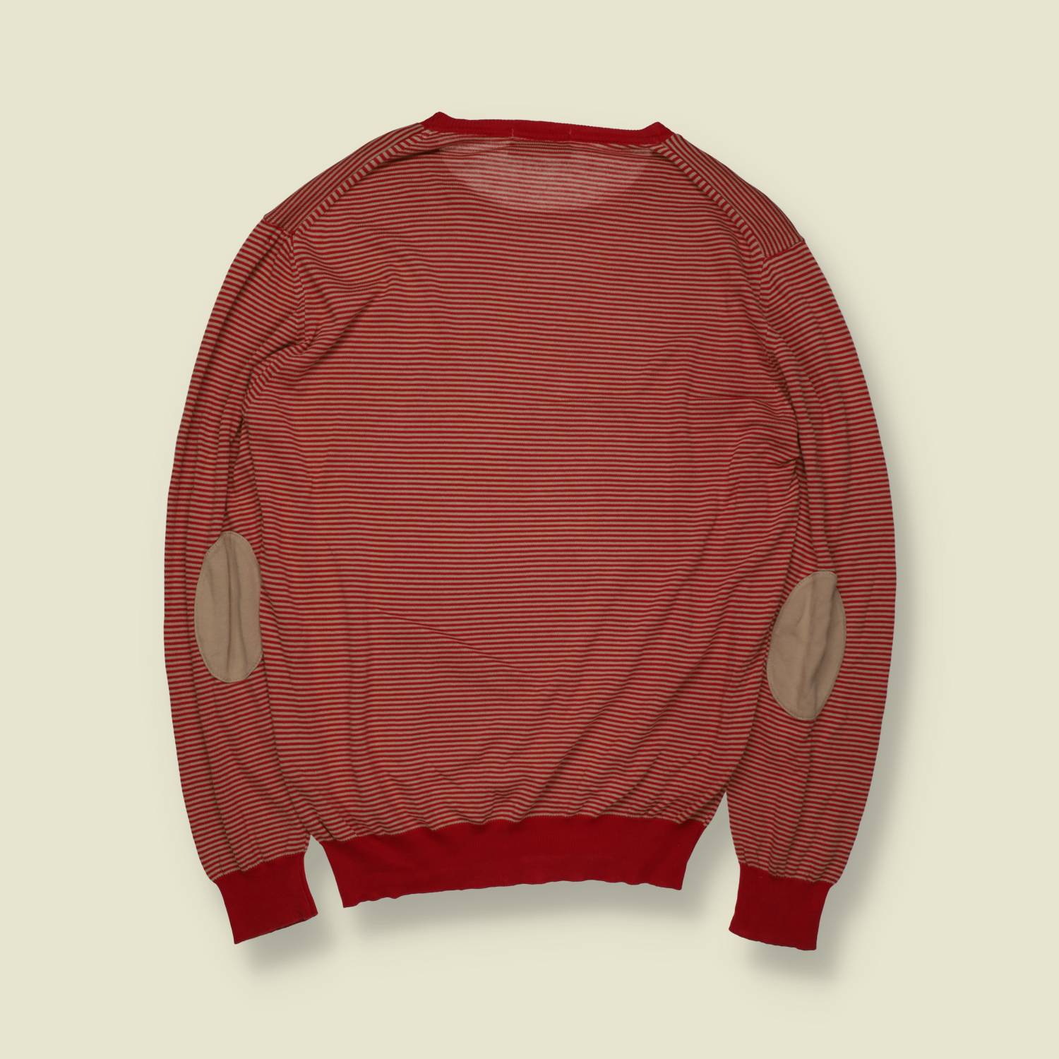 1990s | Fred Perry | Striped Crewneck Sweatshirt | Red – L