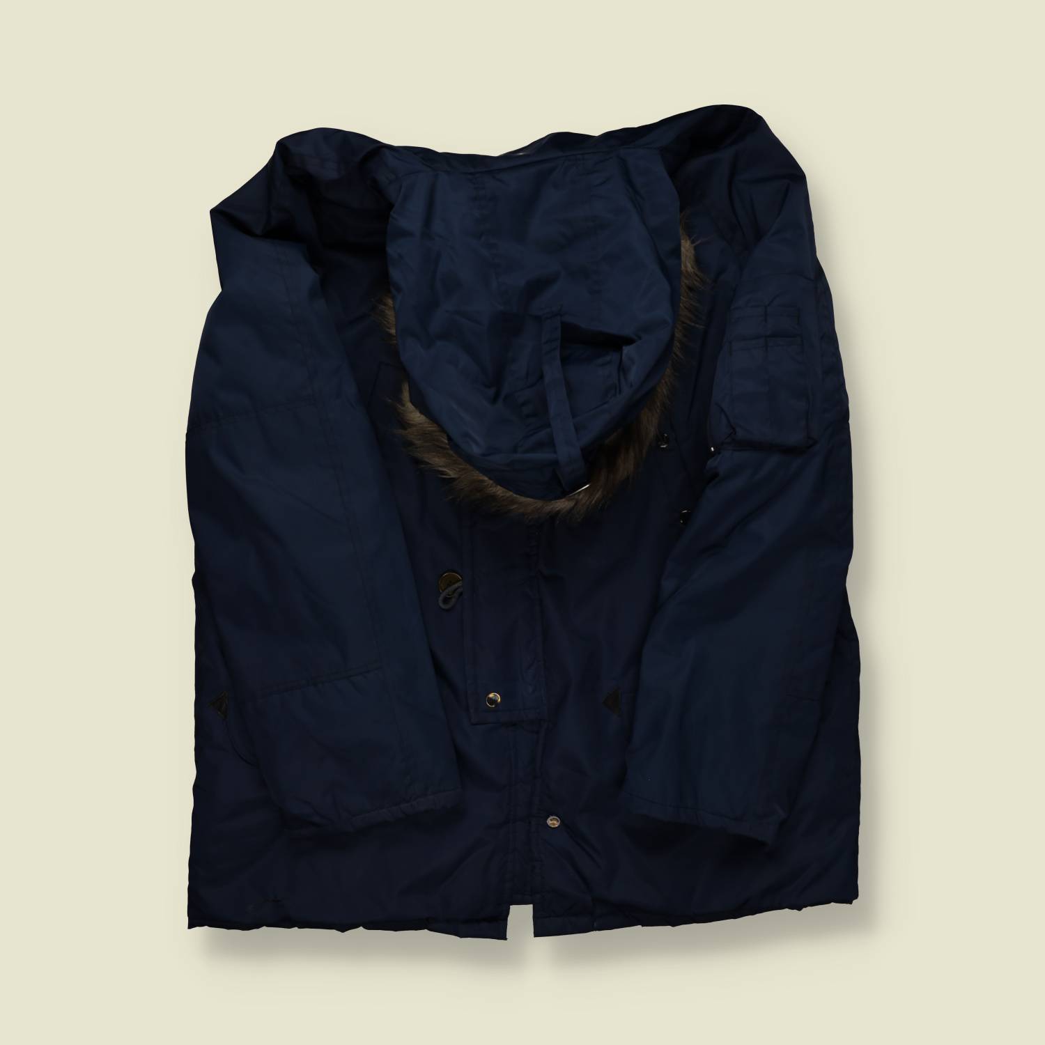 1970s | Flying Jacket | Made In Macau | Quilted Coat | Navy – XXXL