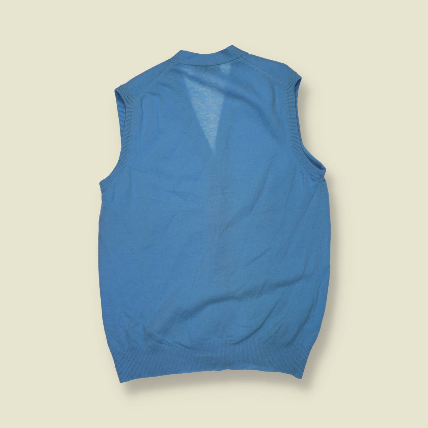 1970s | Kappa | Sleeveless Cardigan Vest | Sky Blue | Made In Italy – S