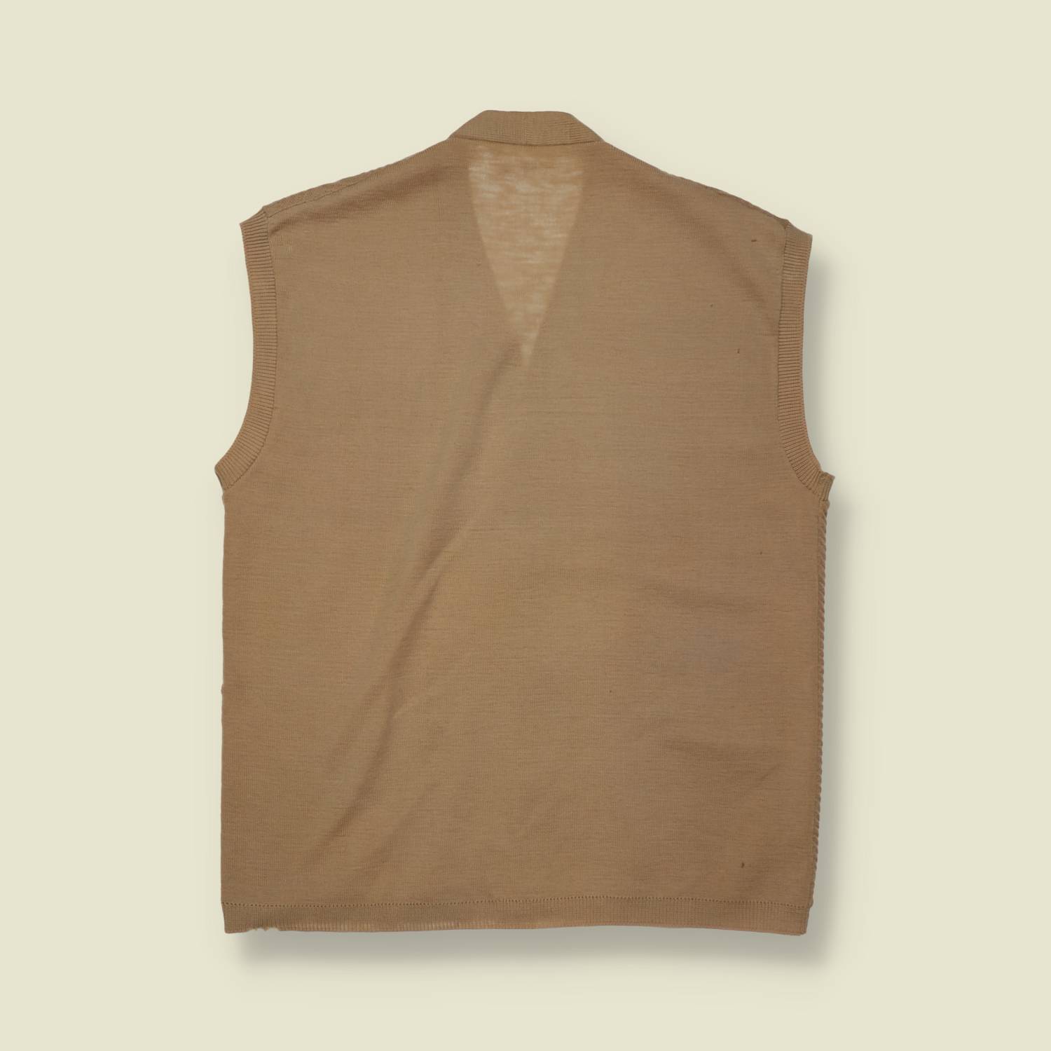 1970s | Italian | Sleeveless Knit Vest | Beige – XXS