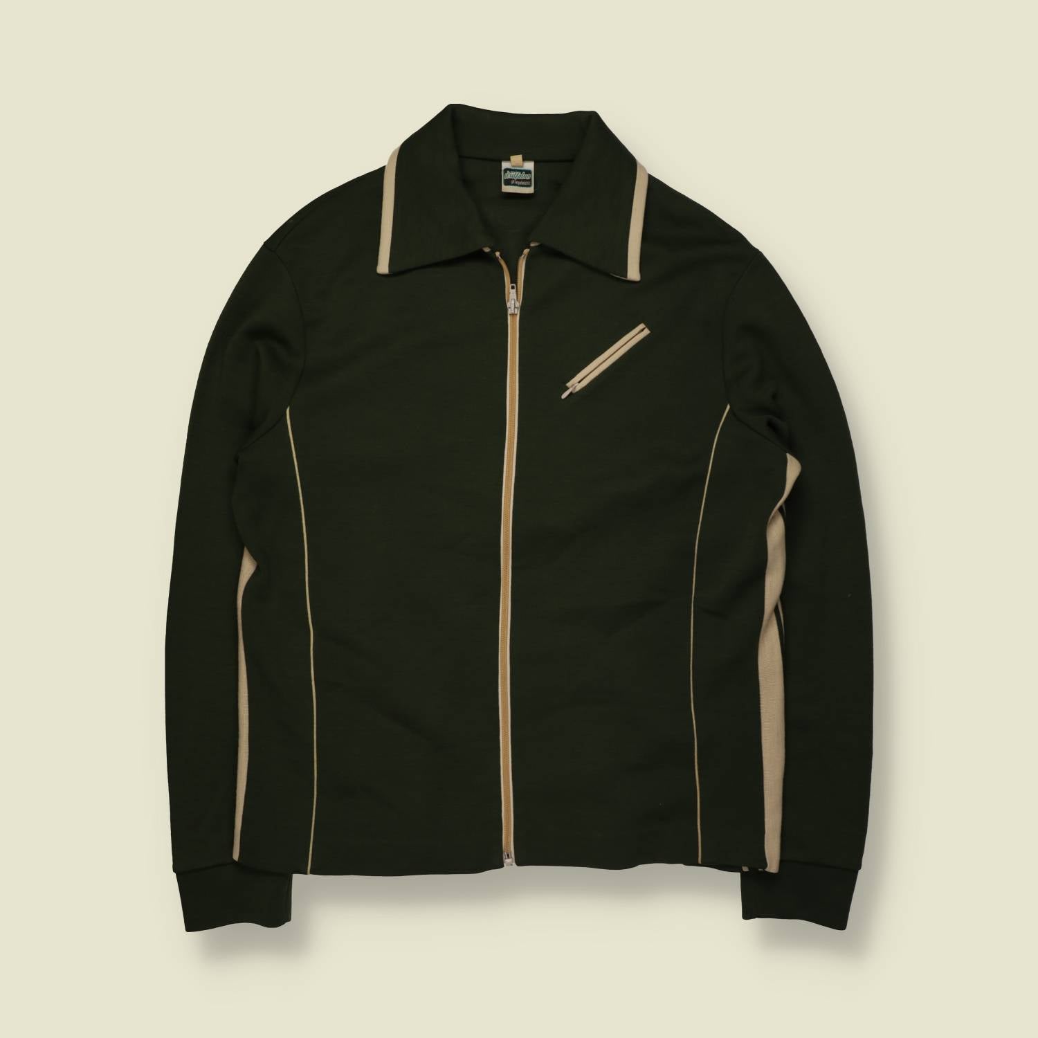 1970s | European | Zip Track Jacket | Dark Green – L