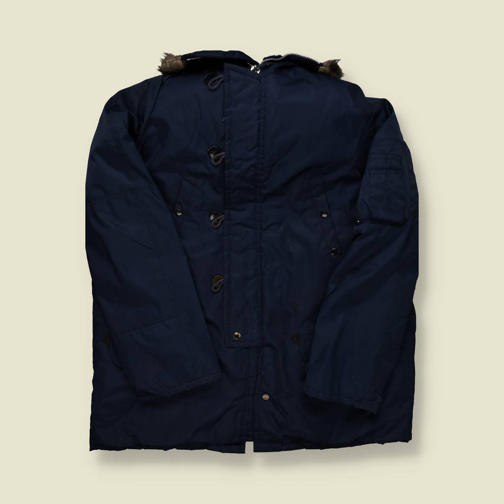 1970s | Flying Jacket | Made In Macau | Quilted Coat | Navy – XXXL