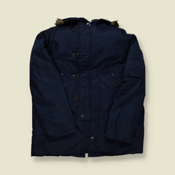 1970s | Flying Jacket | Made In Macau | Quilted Coat | Navy – XXXL