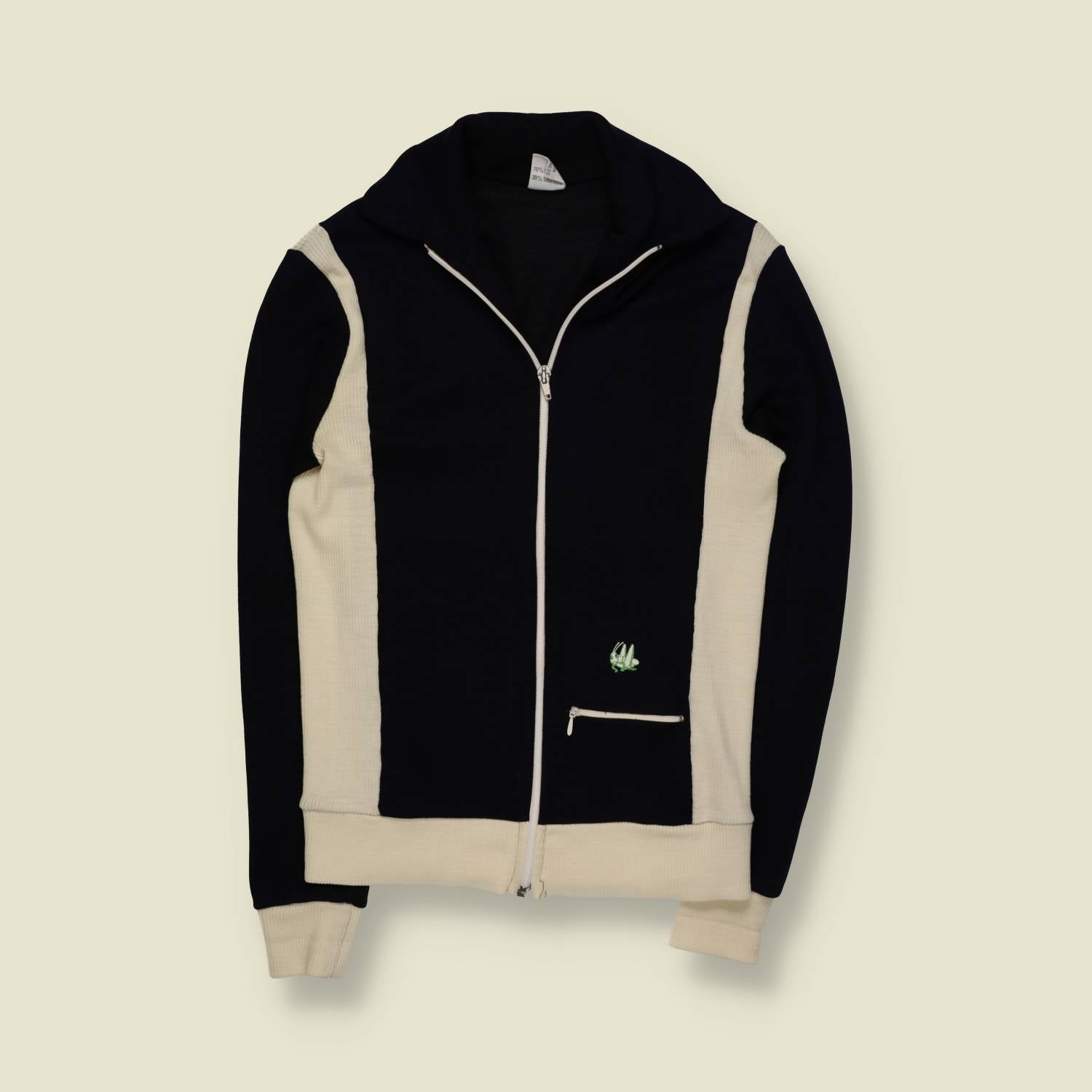 1970s | European | Panelled Track Jacket | Navy & Cream – XXXXS