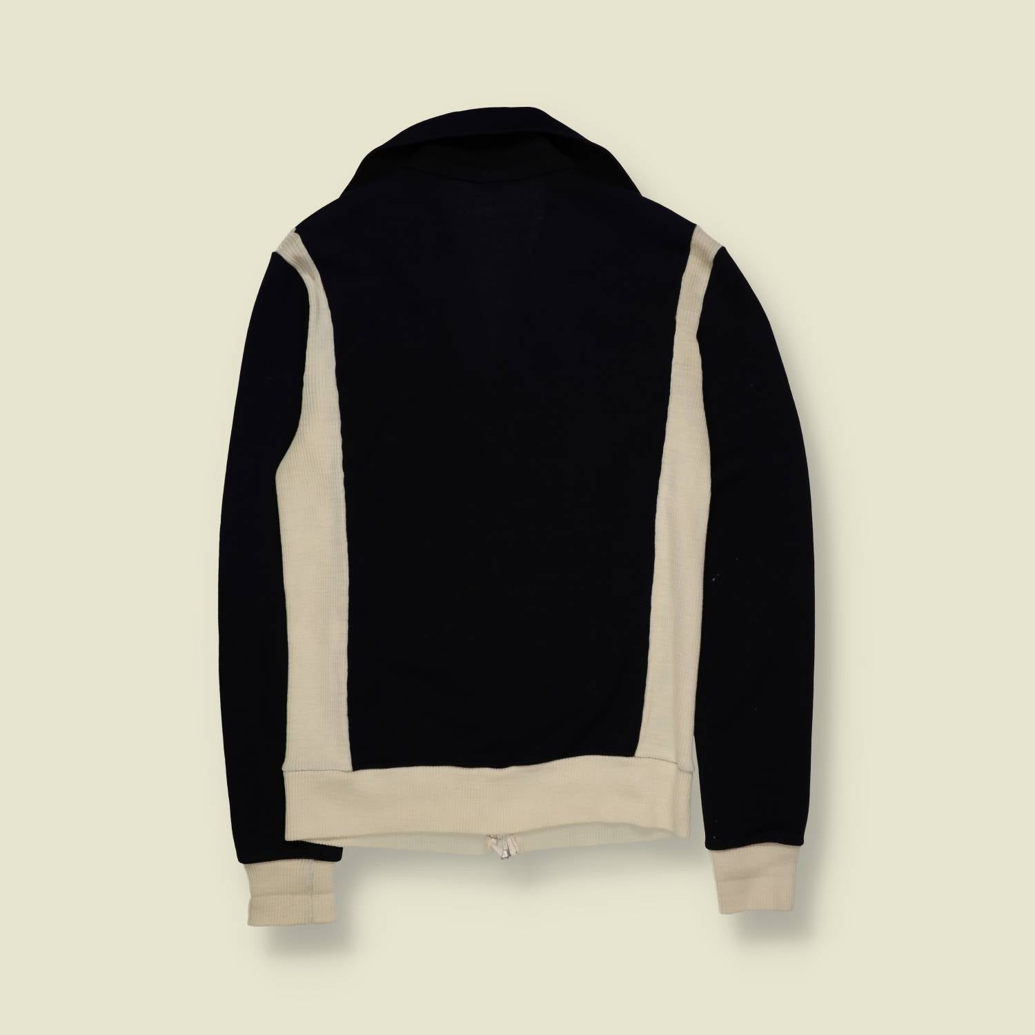 1970s | European | Panelled Track Jacket | Navy & Cream – XXXXS