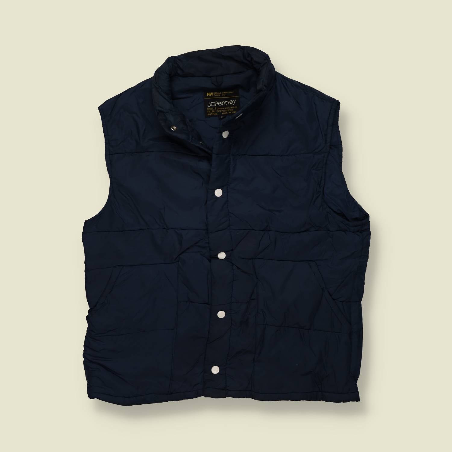 1970s | JC Penney | Quilted Gilet | Navy – M