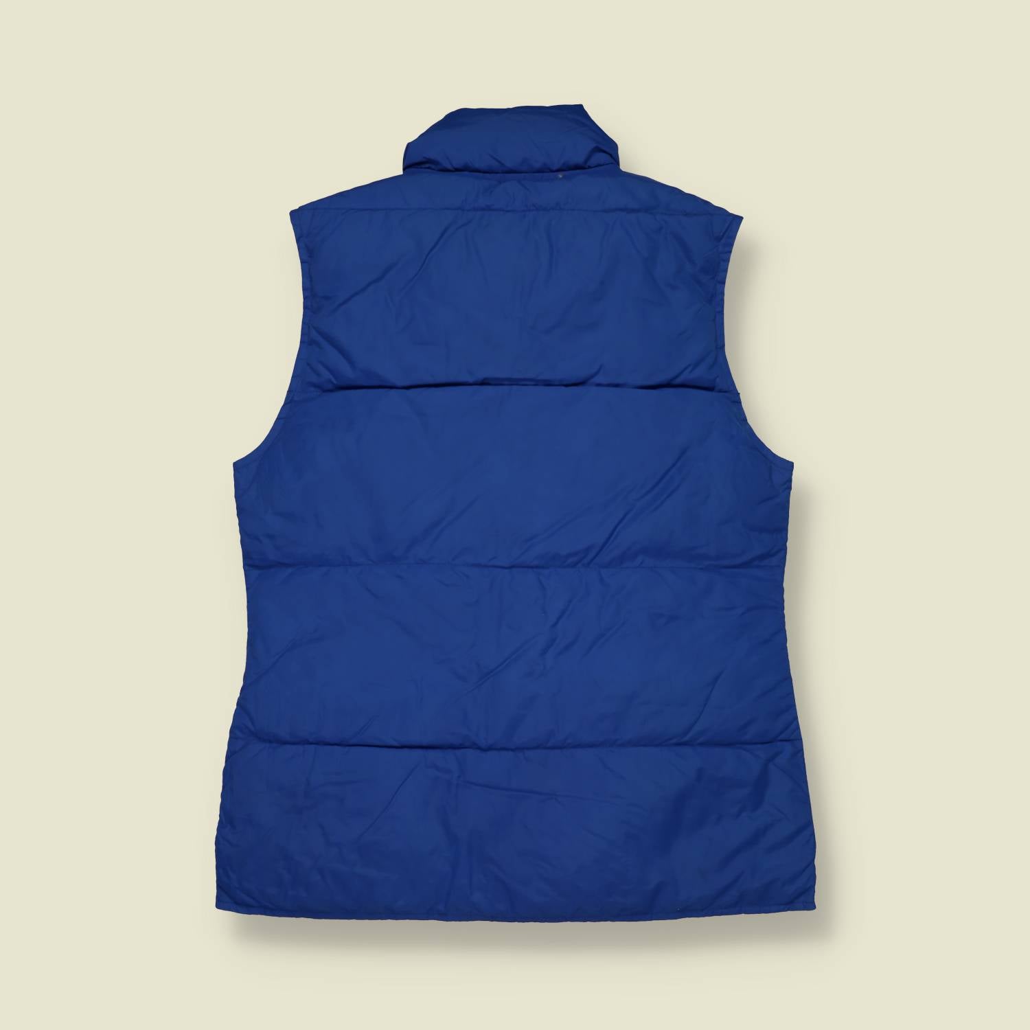 1970s | Trashie Berkley | Quilted Gilet | Blue / Tan – XXS