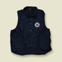 1970s | Plajac | Chevron Refinery Quilted Gilet | Navy – L