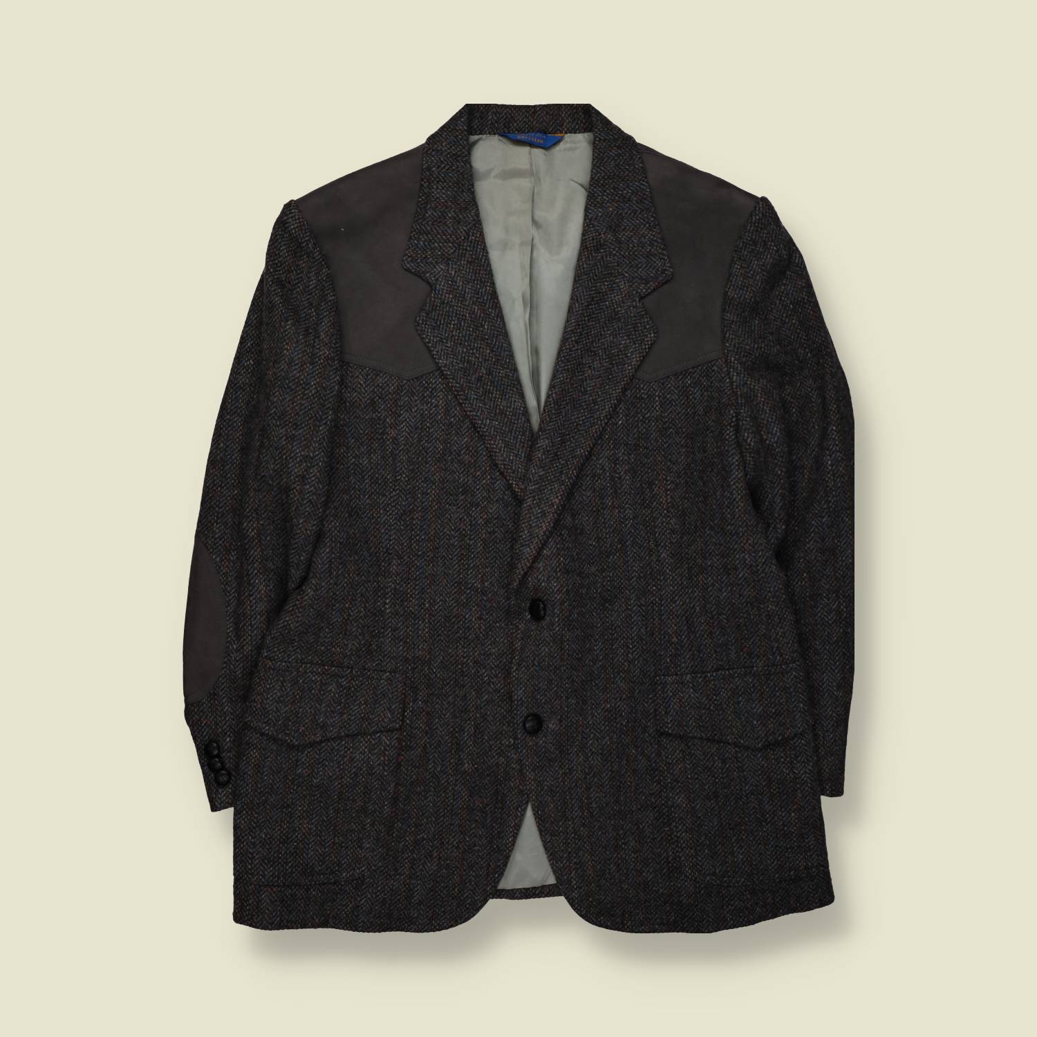 1970s | Pendleton | Western Blazer | Dark Brown Herringbone – L