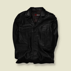 1990s–2000s | Red Black | Leather Car Coat – XXL