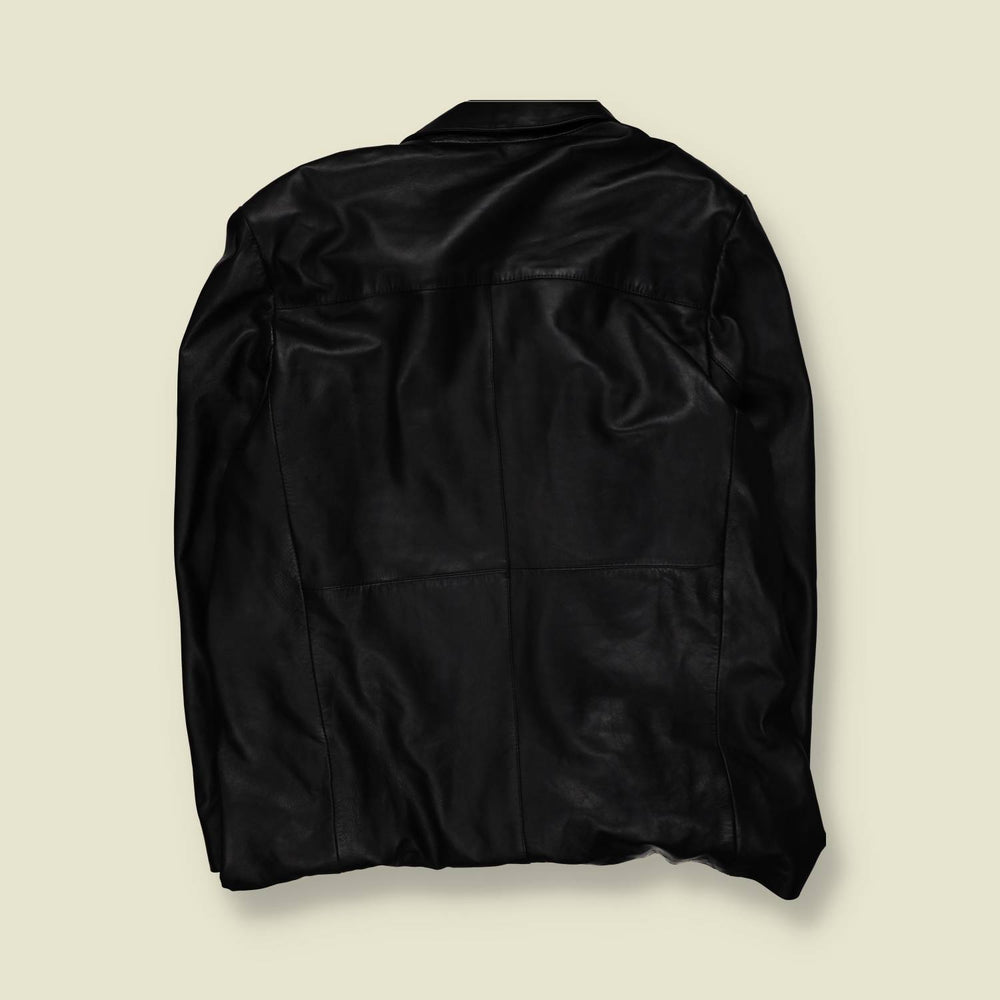 1990s–2000s | Red Black | Leather Car Coat – XXL