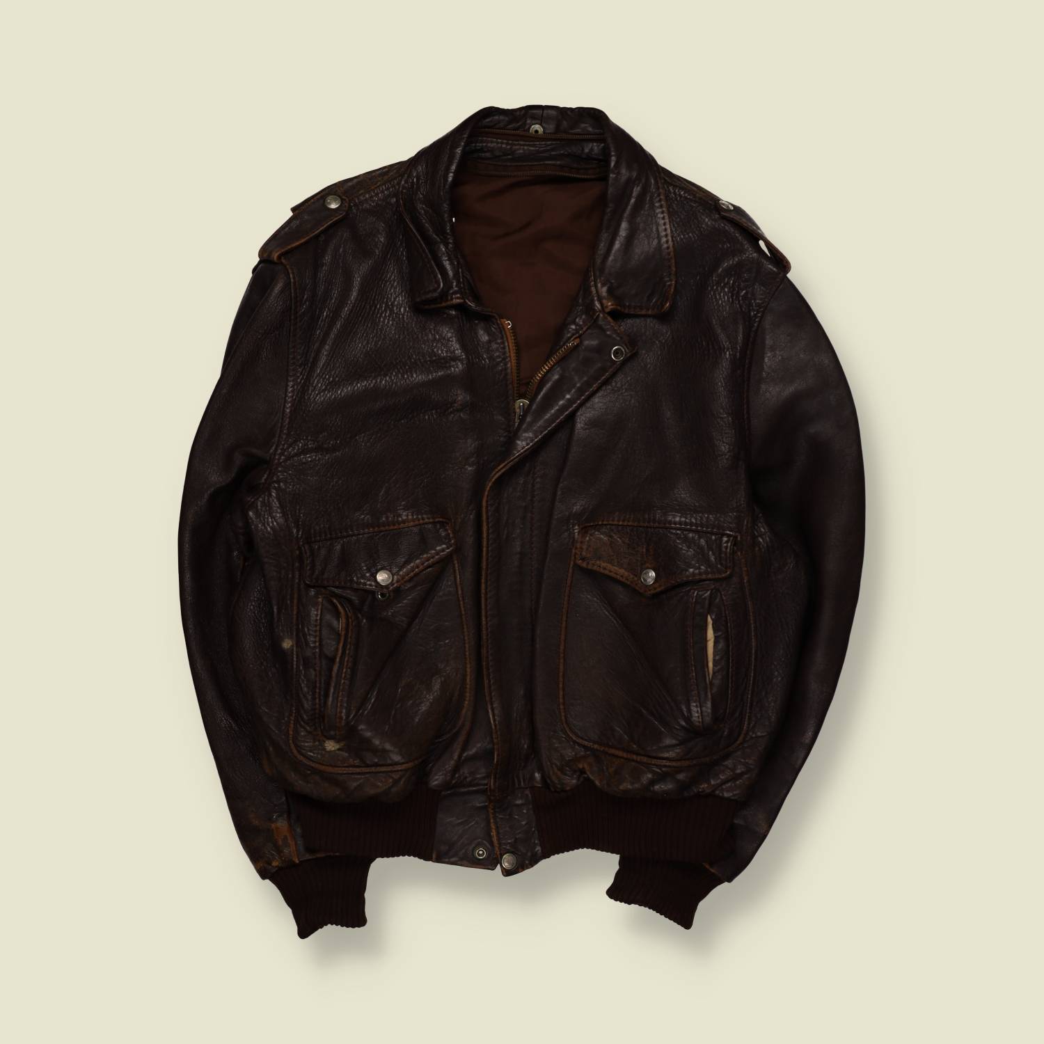 1970s–80s | Leather Flight Jacket – XXL