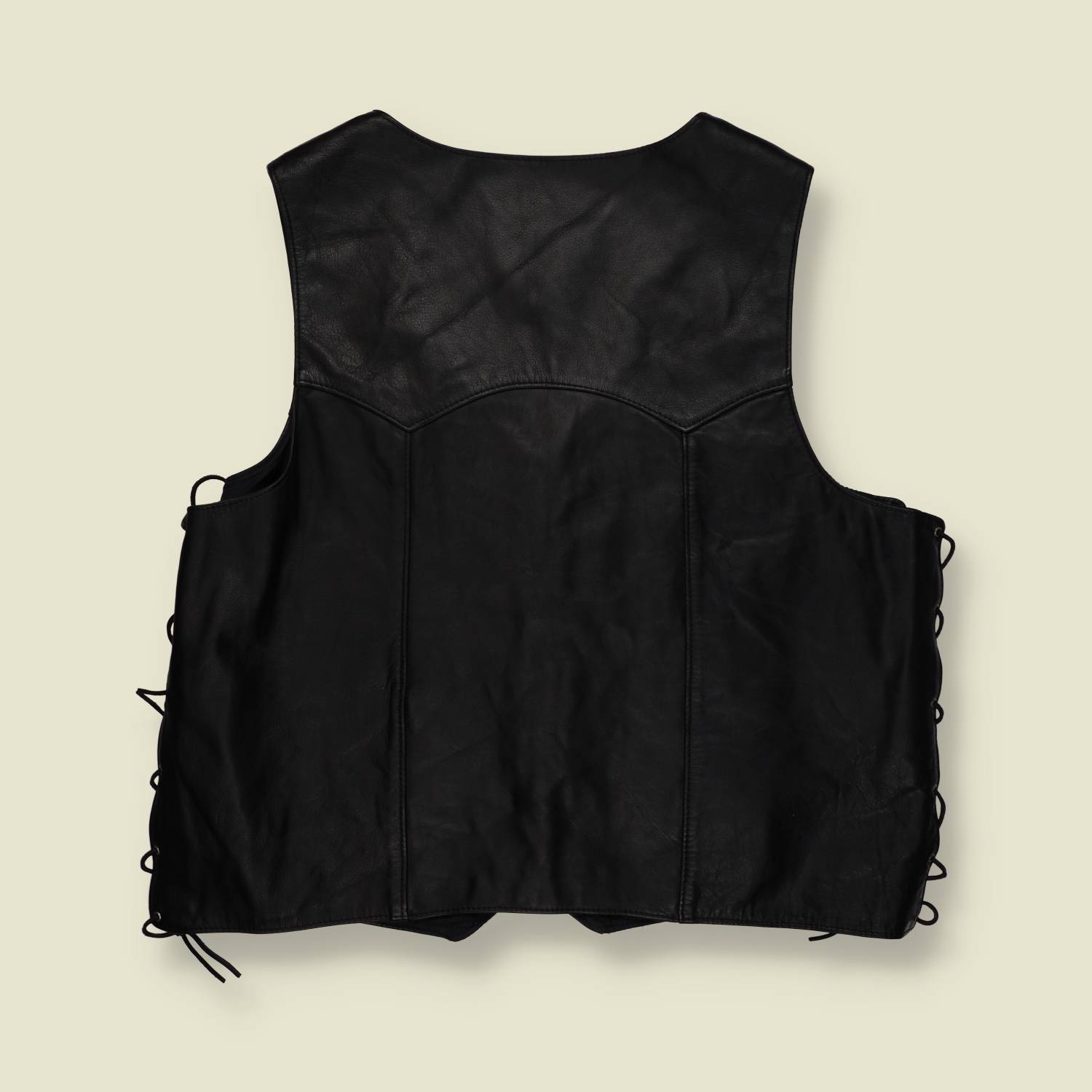 1990s | Universal Rider | Leather Biker Gilet | Black | Made In USA - XXL