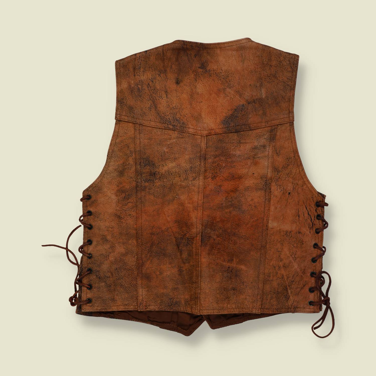 1990s | Santa Fe | Leather Western Gilet | Tan - S