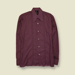 1960s | Made In Ireland | Beagle Collar Shirt | Burgundy - XS