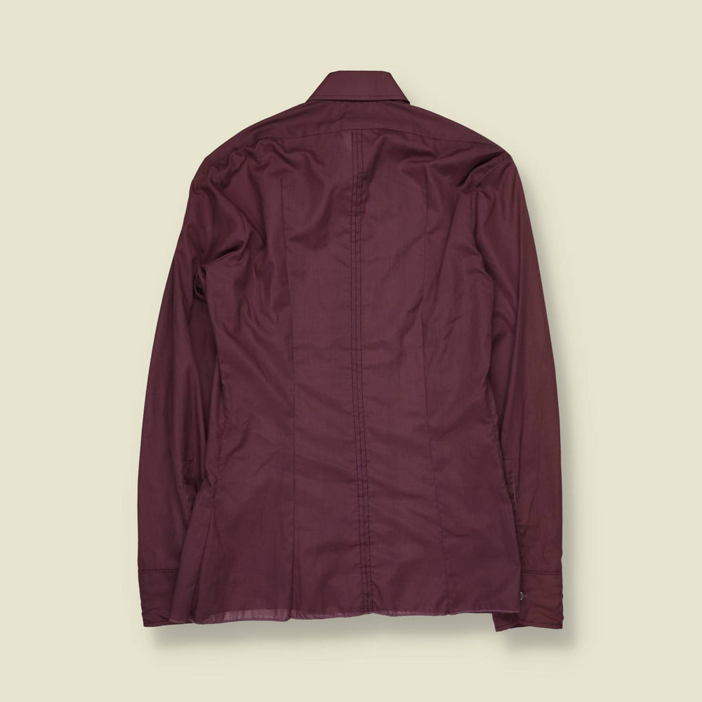 1960s | Made In Ireland | Beagle Collar Shirt | Burgundy - XS