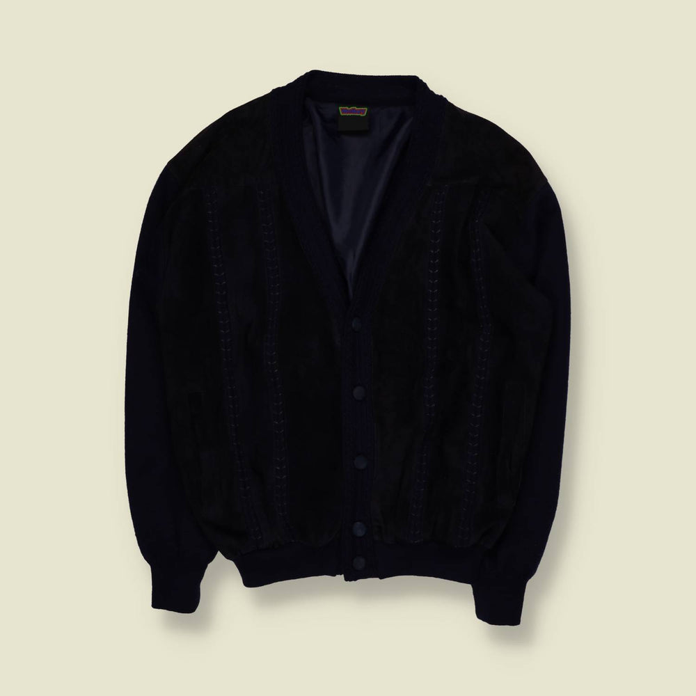 1980s | Westbury | Suede Front Cardigan - L