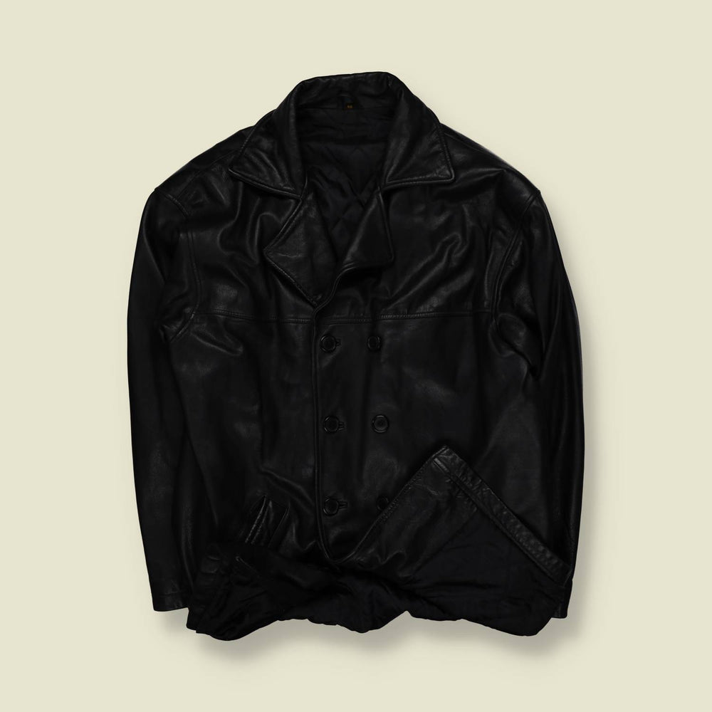 1980s | Double Breasted Leather Jacket - XL