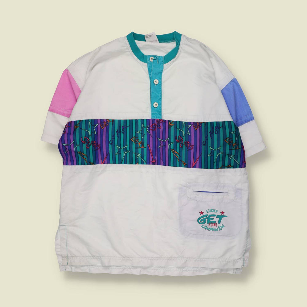 1980s | GET Going Company | Pattern Panel Polyester Polo - XXL