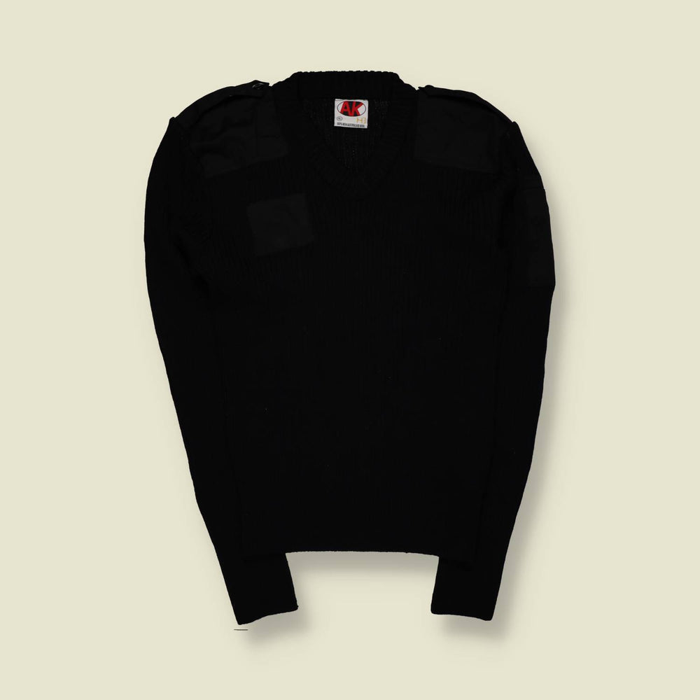 1990s | AK | Military Ribbed Knit Sweater | Black – XS